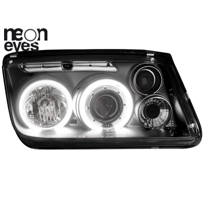 Faros Delanteros Vw Bora 98-05_2 Ccfl Angel Eyes_Negro