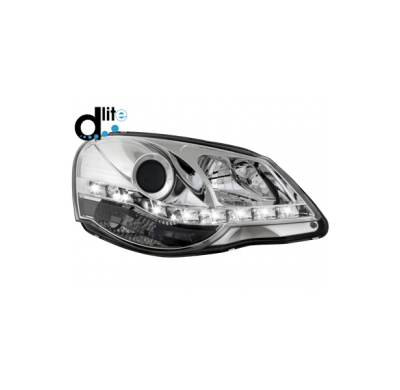 Faros Luz Diurna Vw Polo 9n3 05-09 _ Drl-Optic _ Cromado
