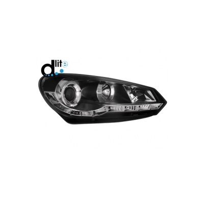 Faros Luz Diurna Vw Golf Vi 08+ _ Homologacion R87 _ Negro