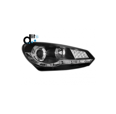 Faros Luz Diurna Vw Golf Vi 08+ _ Homologacion R87 _ Negro