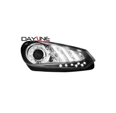 Faros Luz Diurna Vw Golf Vi 08+ _ Drl-Optic_Cromado