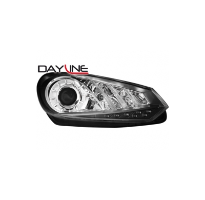 Faros Luz Diurna Vw Golf Vi 08+ _ Drl-Optic_Cromado