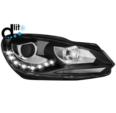 Faros Luz Diurna Vw Golf Vi 08+_Drl Optic_Negro Homologacion R87