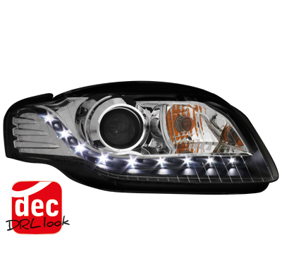 Faros Luz Diurna Audi A4 B7 04-08 Para Xenon De Serie Negro