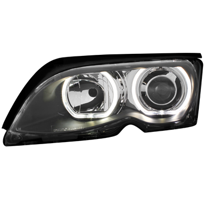 Faros Bmw E46 Lim. 01-04 _ 2 Angel Eyes Negro