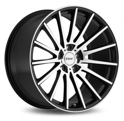 LLANTA ALUMINIO TSW CHICANE NEGRO BRILLANTE PULIDO 8,5 x 18 Et:30  5 x 120 76
