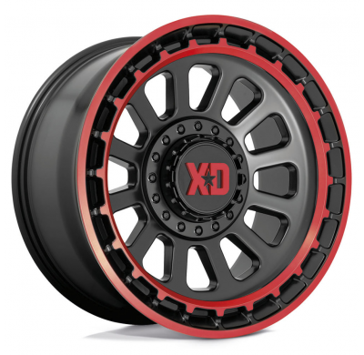LLANTA ALUMINIO XD OMEGA NEGRO SATINADO LABIO ROJO 9 x 17 Et:18  5 x 127/139,7 78,1