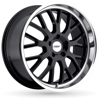 LLANTA ALUMINIO TSW TREMBLANT NEGRO BRILLANTE BORDE PULIDO 9,5 x 19 Et:20  5 x 120 76