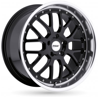 LLANTA ALUMINIO TSW VALENCIA NEGRO BRILLANTE BORDE PULIDO 9,5 x 18 Et:20  5 x 114 76