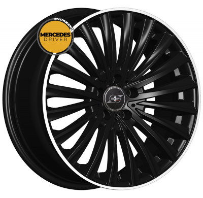 LLANTA ALUMINIO INFINY INDIVIDUAL VECTOR NEGRO BRILLANTE BORDE PULIDO 8 x 19 Et:45  5 x 112 66,5