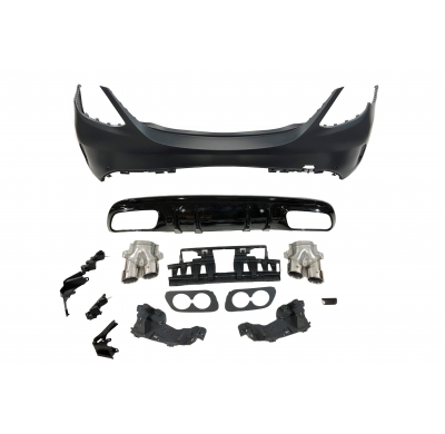 Paragolpes Trasero Mercedes W205 2014-2018 4P Look C43 Colas escape Plástico ABS