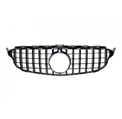 Parrilla Mercedes W205 2015-2018 Full Black Con Cámara Plástico ABS