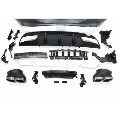 Paragolpes Trasero Mercedes W205 2014-2018 4P Look C63 Colas escape Plástico ABS