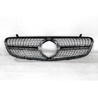 Parrilla Mercedes GLC X253 2015-2019 Diamond Full Black Con Cámara Plástico ABS