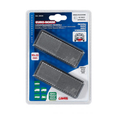 Reflectores Rectangulares Blancos 90x35 Mm 2 Piezas