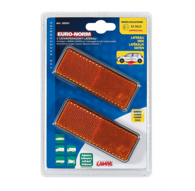 Reflectores Rectangulares Ambar 90x35 Mm 2 Piezas