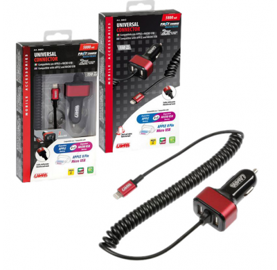 Cargador Universal Apple 8 Pin/Micro Usb 2 Puertos Usb Carga Rapida 5800 Ma 12/24v