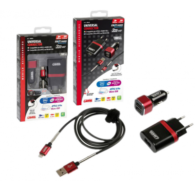 Kit Universal 3 En 1 Apple 8 Pin/Micro Usb Carga Rapida 12/24v 230v