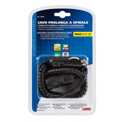 Alargador Mechero Espiral Luz Led 12/24v 4 Metros