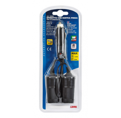 Enchufe Mechero 2 Tomas Alargador 18 Cm 12/24v