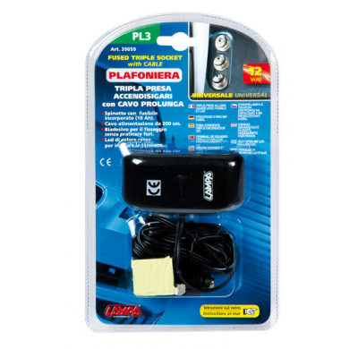 Enchufe Mechero Pl3 3 Tomas 12v Alargador 2 M