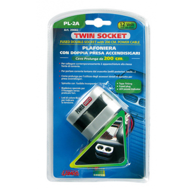 Enchufe Mechero Pl-2a 2 Tomas 12/24v 10a 200 Cm Cable