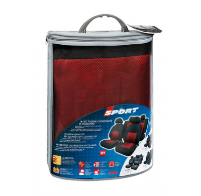 Funda Asiento Textil 8 Piezas Roja/Negro