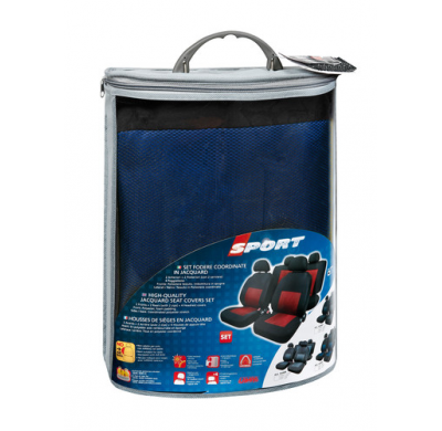 Funda Asiento Textil 8 Piezas Negra/Azul