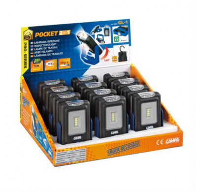 Linterna Led Giratoria Gl1 Antigolpes Con Base Magnetica Expositor 12 Unidades