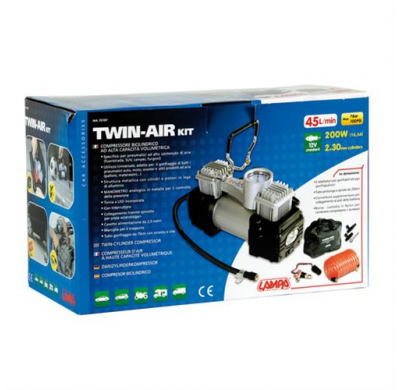 Compresor Bicilindrico Twin Air Con Manometro 12v 200w