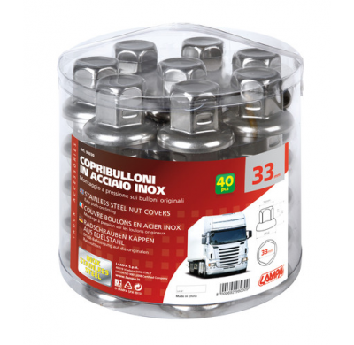 Embellecedor Tornillo Ruedas 33 Mm Acero Inoxidable Mate (Bote 40 Unidades)