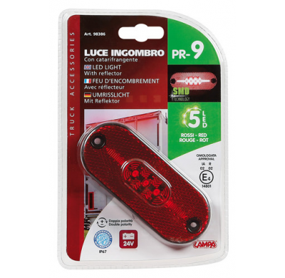 Luz Gálibo Impermeable Homologada Con Reflector 5 Led Smd 24v Roja