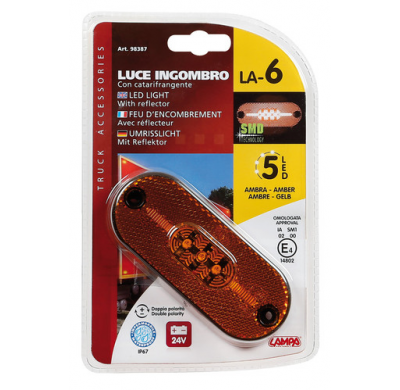 Luz Gálibo Impermeable Homologada Con Reflector 5 Led Smd 24v Naranja