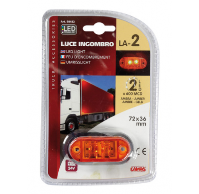 Luz De Galibo Lateral Ovalada 2 Led 24v Ambar