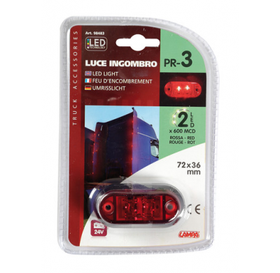 Luz De Galibo Trasera Ovalada 2 Led 24v Rojo