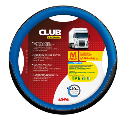 Funda Volante Club Premium Negro Azul 44-46 Cm