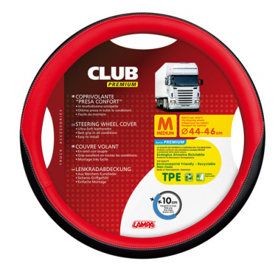 Funda Volante Club Premium Negro Rojo 44-46 Cm