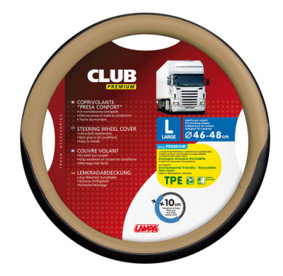 Funda Volante Club Premium Negro Beige  46-48 Cm