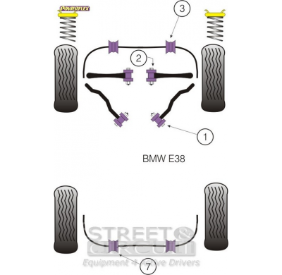 Powerflex Silentblock Front Anti Roll Bar Mounting Bush 25mm BMW E38 7 Series (1994 - 2002)