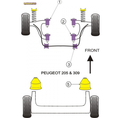 Powerflex Silentblock Bump Stop, Peugeot 205/309 Gti & 306 Rear Peugeot 205 Gti & 309 Gti