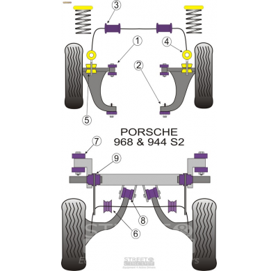 Powerflex Silentblock Front Anti Roll Bar Link Rod To Wishbone Bush PORSCHE 944 S2 (1985 - 1991)