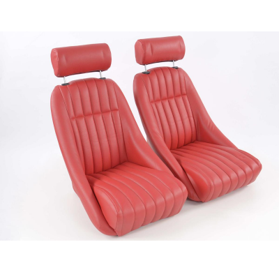 Juego Asientos Deportivos Montgomery Cuero Artificial Rojo / Fk Automotive