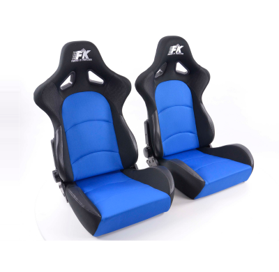 Juego Asientos Deportivos Control Tela Azul/Negro Fk Automotive