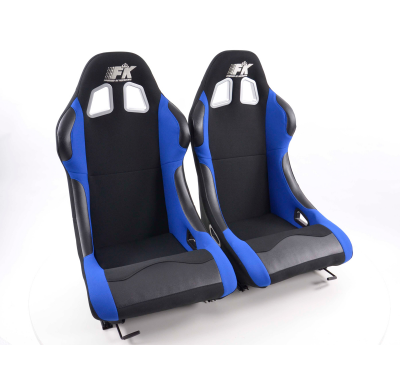Juego Asientos Deportivos Los  Ángeles Tela Negro/Azul Fk Automotive