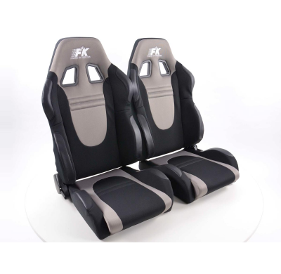 Juego Asientos Deportivos Racecar Tela Negro/Gris Fk Automotive