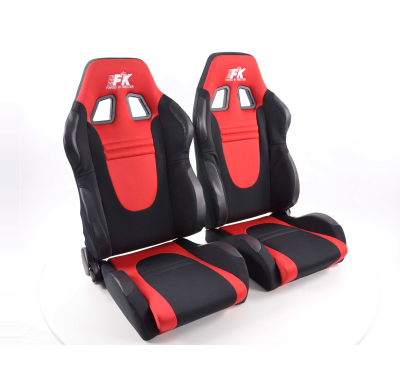 Juego Asientos Deportivos Racecar Tela Negro/Rojo / Fk Automotive