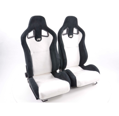 Juego Asientos Deportivos Columbus Cuero Artificial Blanco-Negro Fk Automotive