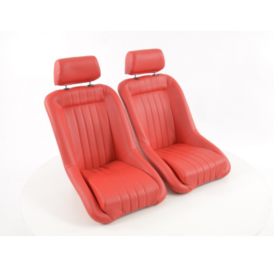 Juego Asientos Deportivos Retro-Look Rojo Fk Automotive