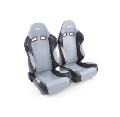 Juego Asientos Deportivos Sce-Sportive 2 De Cuero Artificial Gris/Negro Fk Automotive