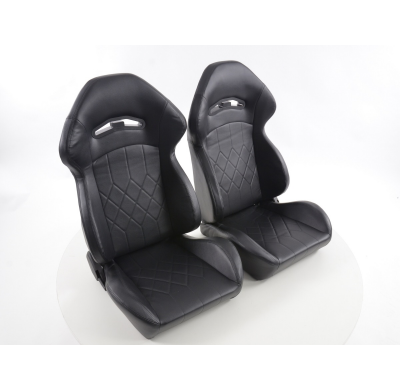 Asientos Deportivos Fk  Asientos De Cuero Artificial Negro Con Calefacción Y Masaje Fk Automotive